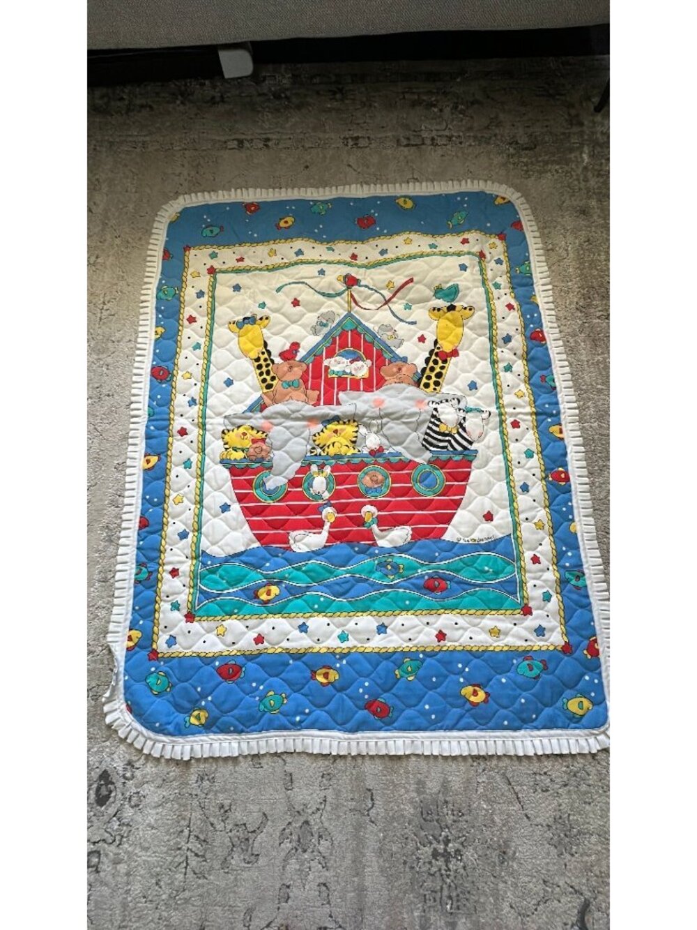 vintage Sue Dreamer Noah's Ark crib quilt - Picture 1 of 6